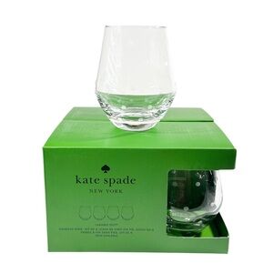 NEW Kate Spade/Lenox LARABEE DOT Clear Stemless Wine Glass Set/4